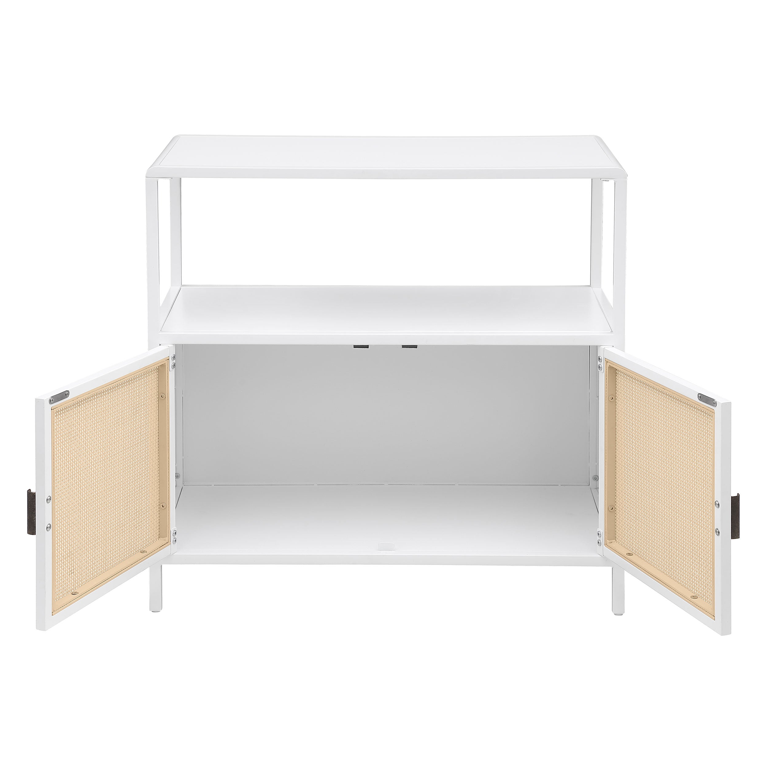 Amherst 2-door Radio Weave Cane Metal Accent Cabinet White — view 4