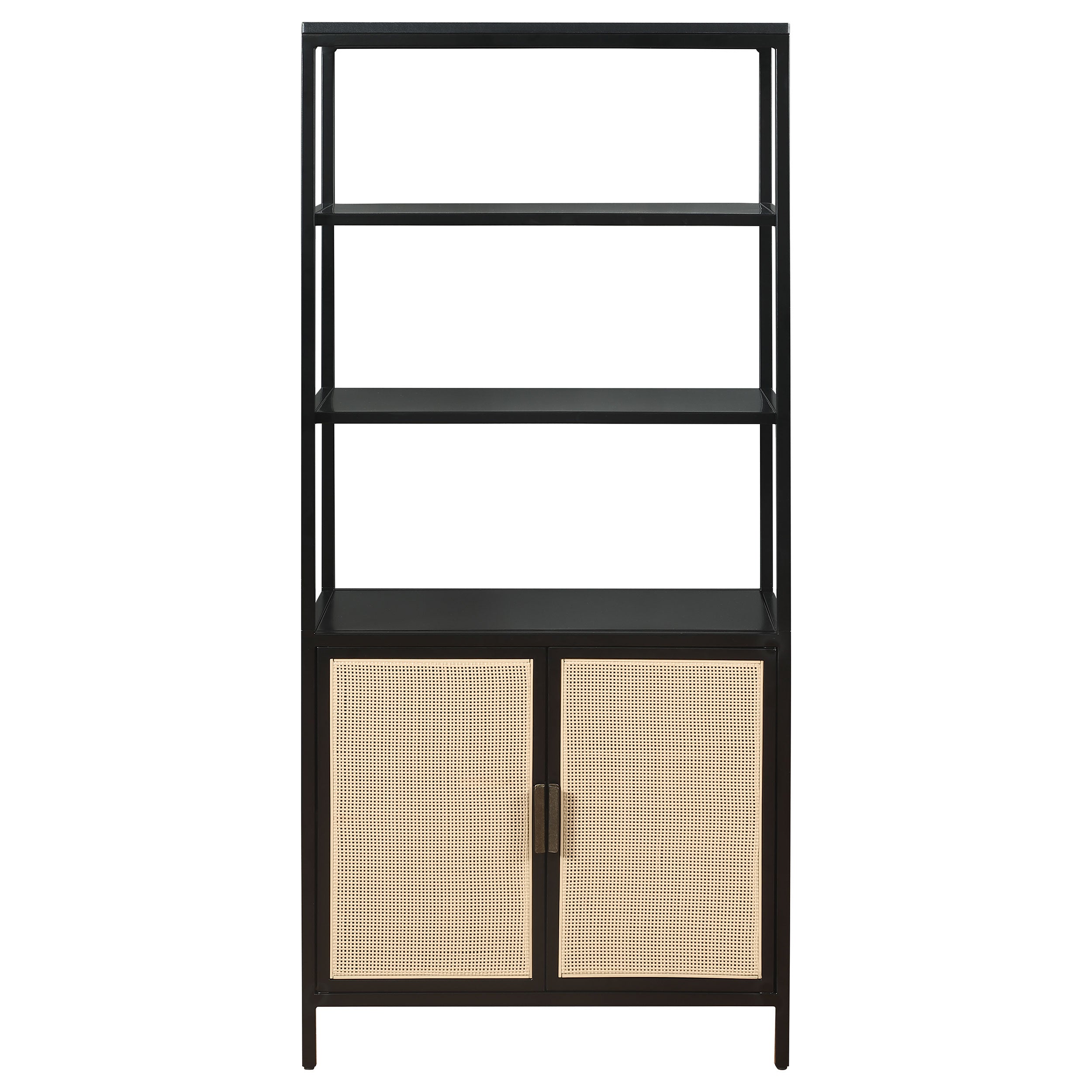 Amherst 3-shelf Radio Weave Cane Metal Accent Cabinet Black — view 3