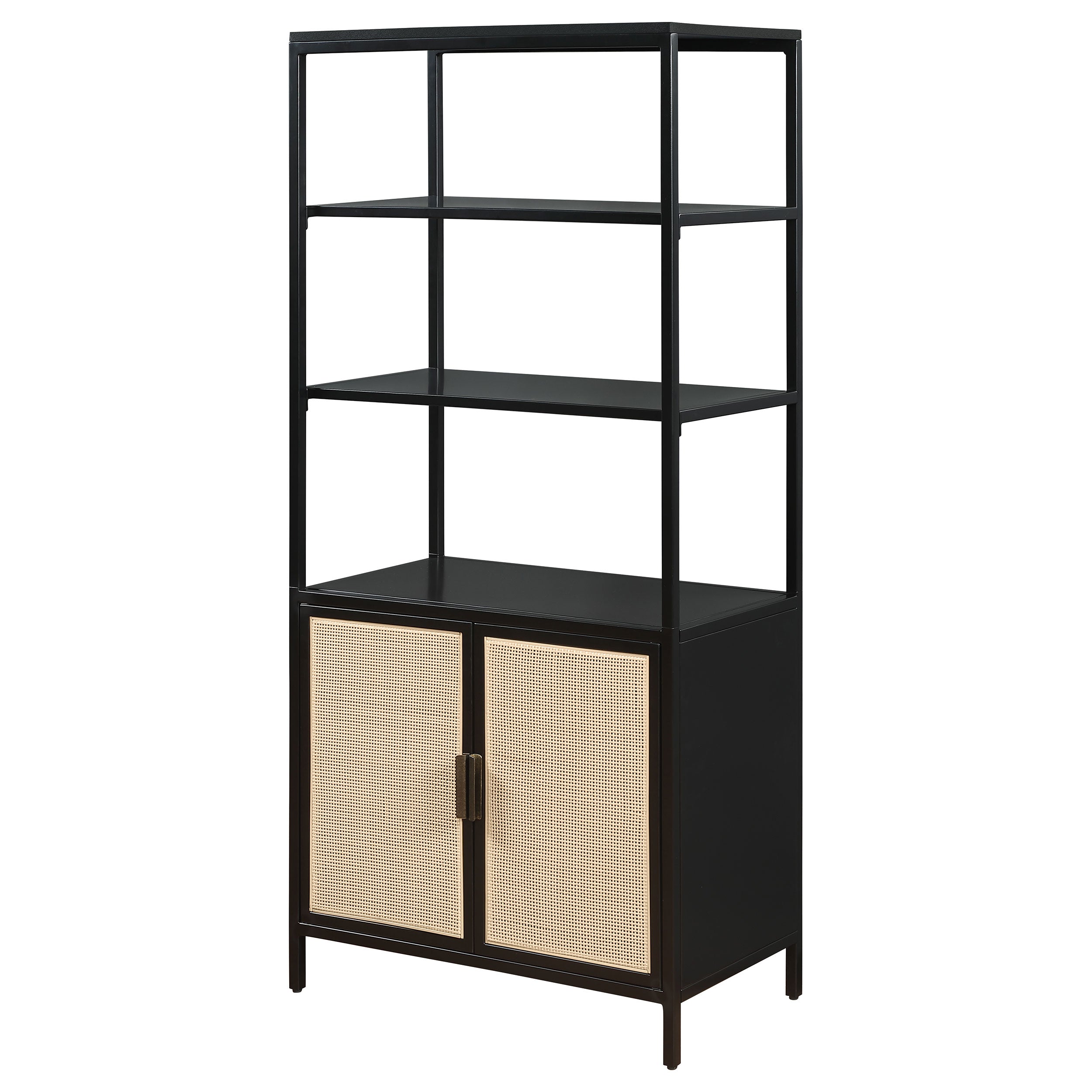 Amherst 3-shelf Radio Weave Cane Metal Accent Cabinet Black — view 5