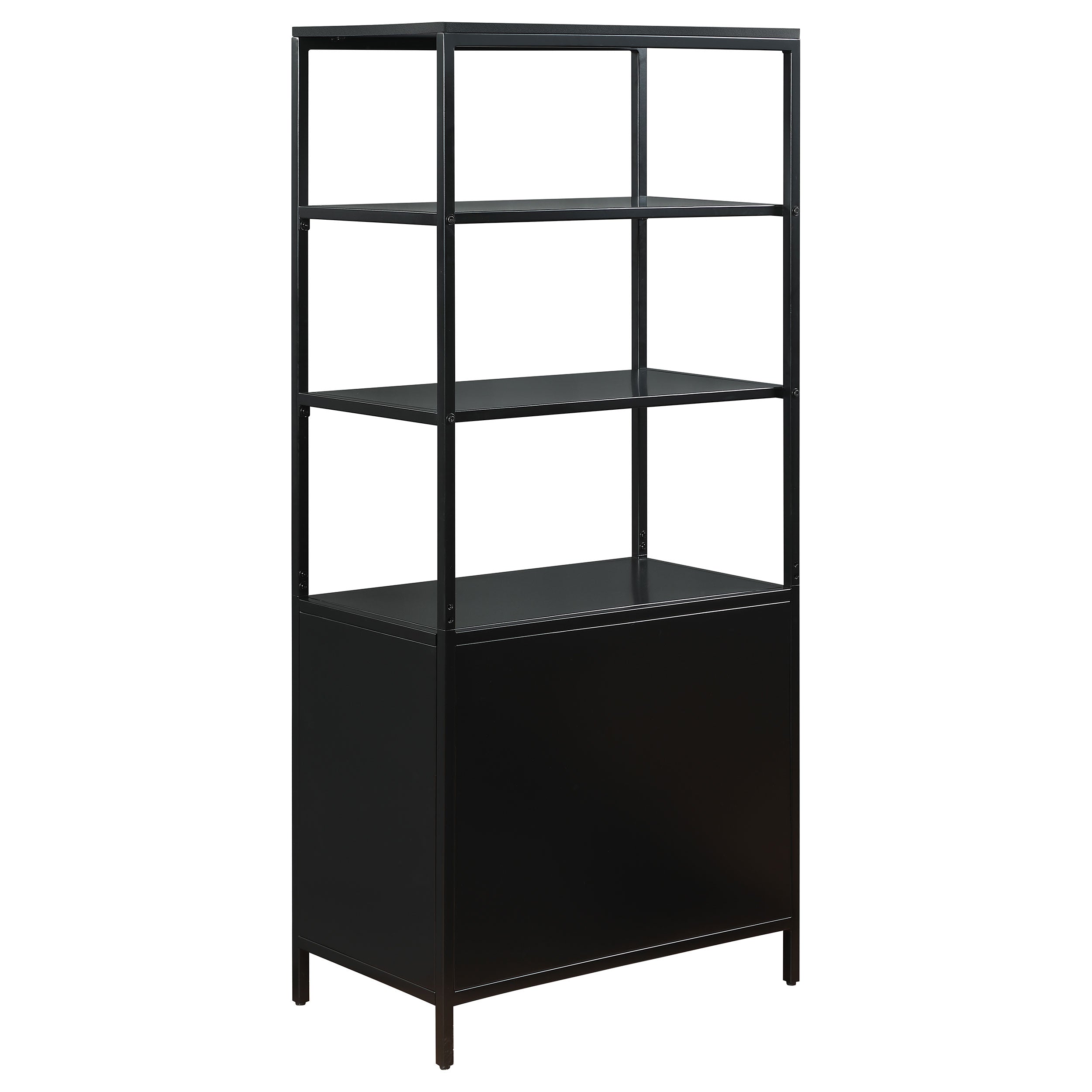 Amherst 3-shelf Radio Weave Cane Metal Accent Cabinet Black — view 7