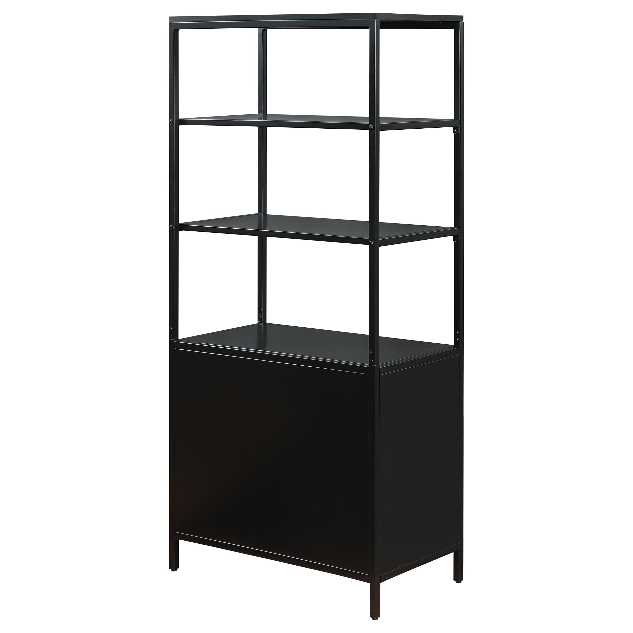 Amherst 3-shelf Radio Weave Cane Metal Accent Cabinet Black — view 8