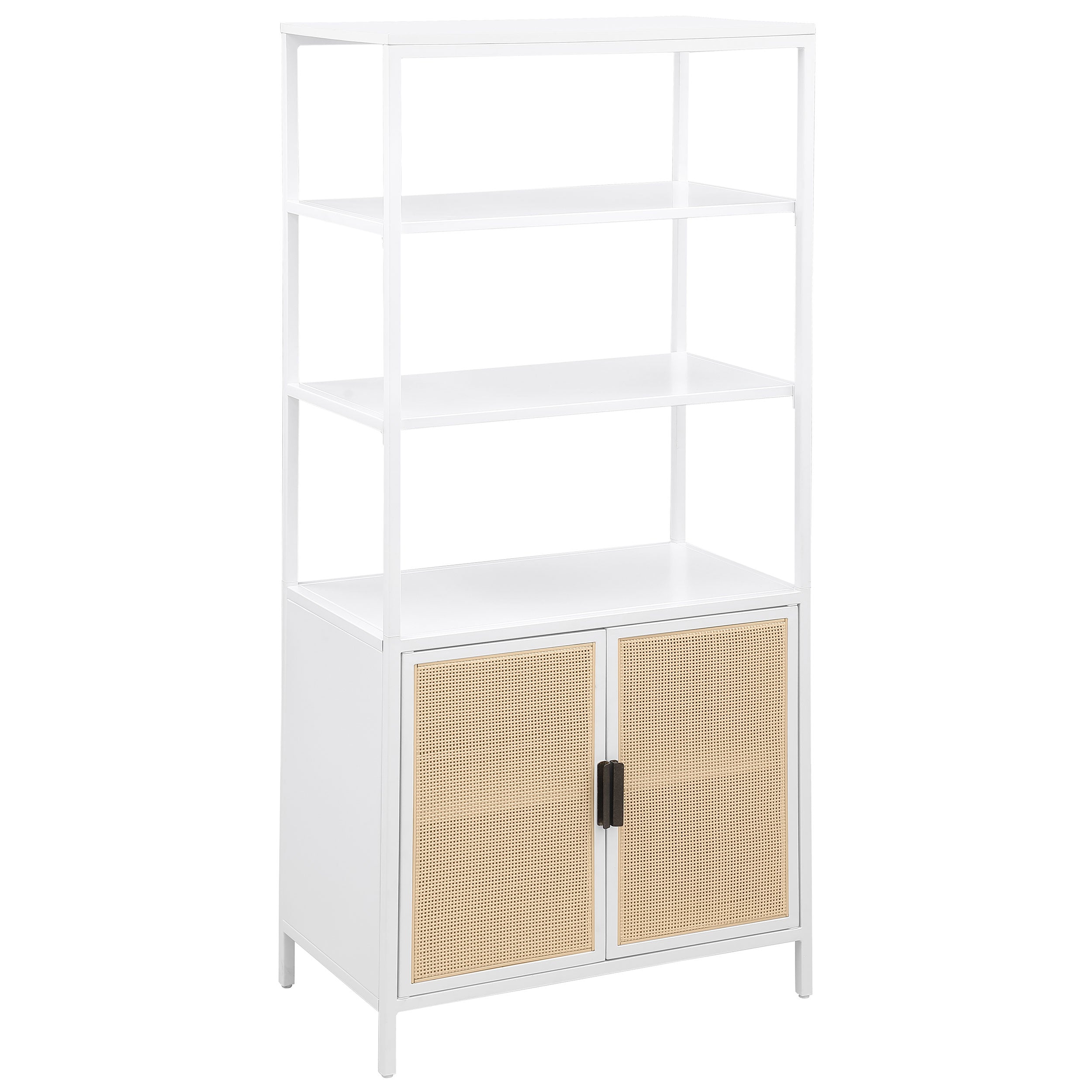 Amherst 3-shelf Radio Weave Cane Metal Accent Cabinet White — view 1