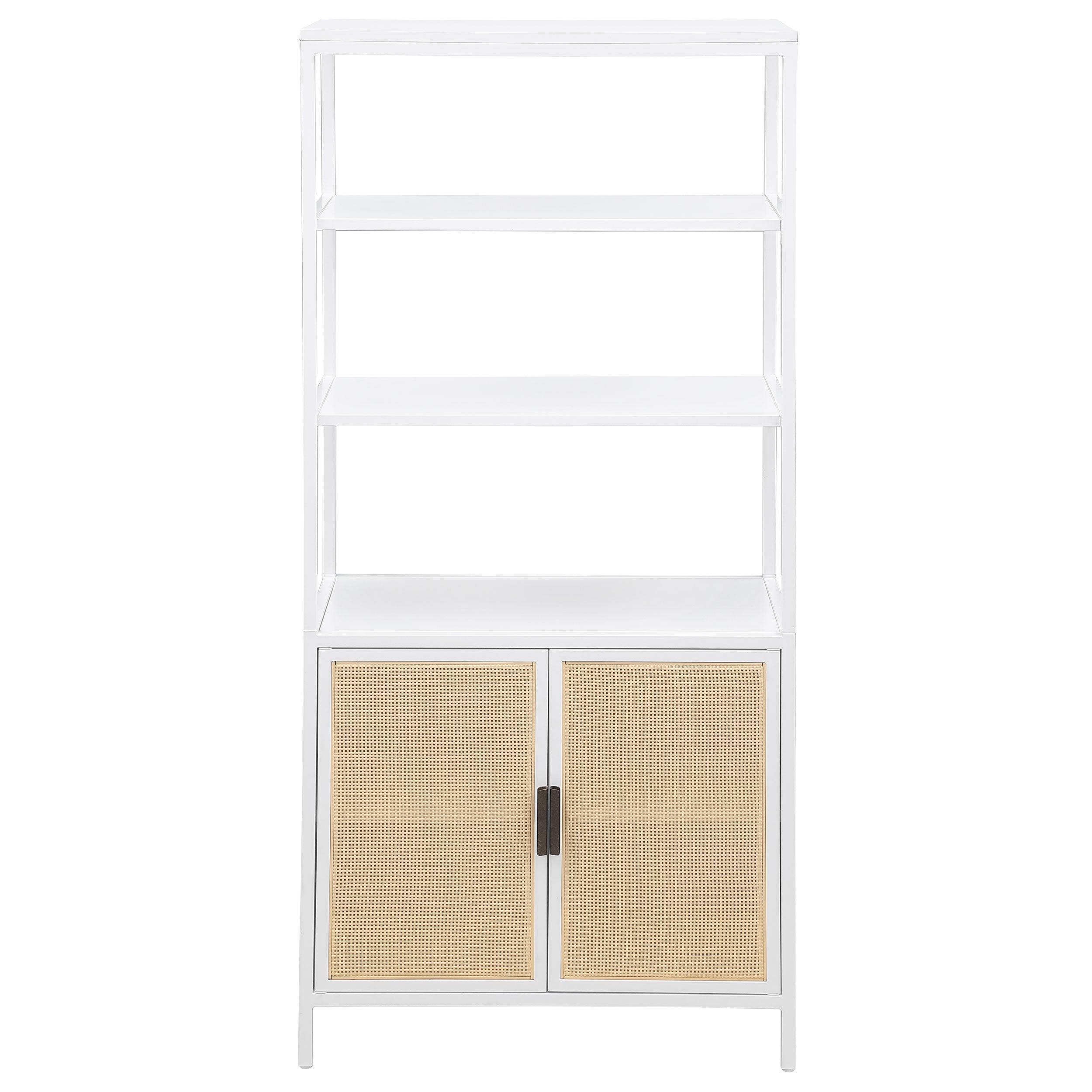 Amherst 3-shelf Radio Weave Cane Metal Accent Cabinet White — view 3
