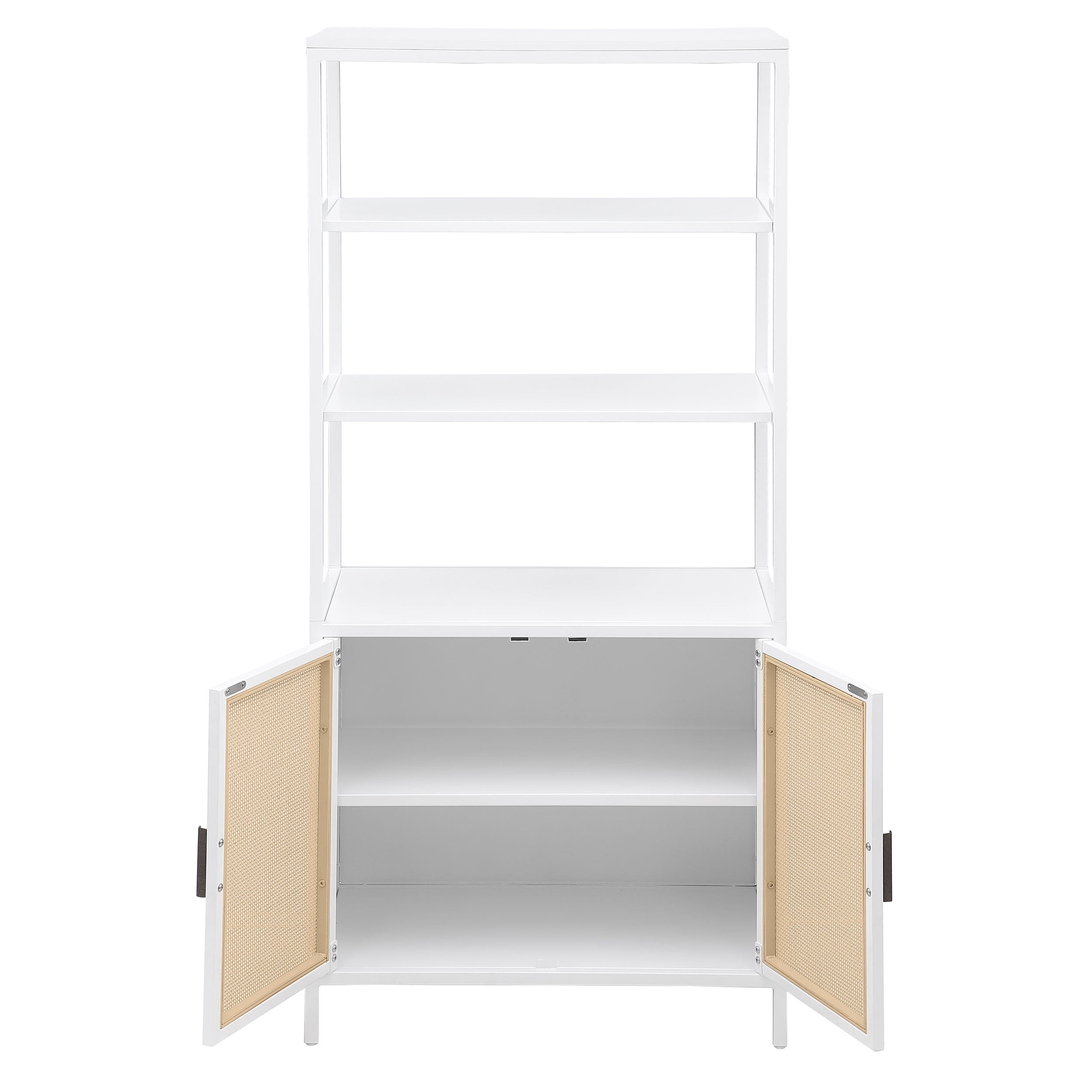 Amherst 3-shelf Radio Weave Cane Metal Accent Cabinet White — view 4