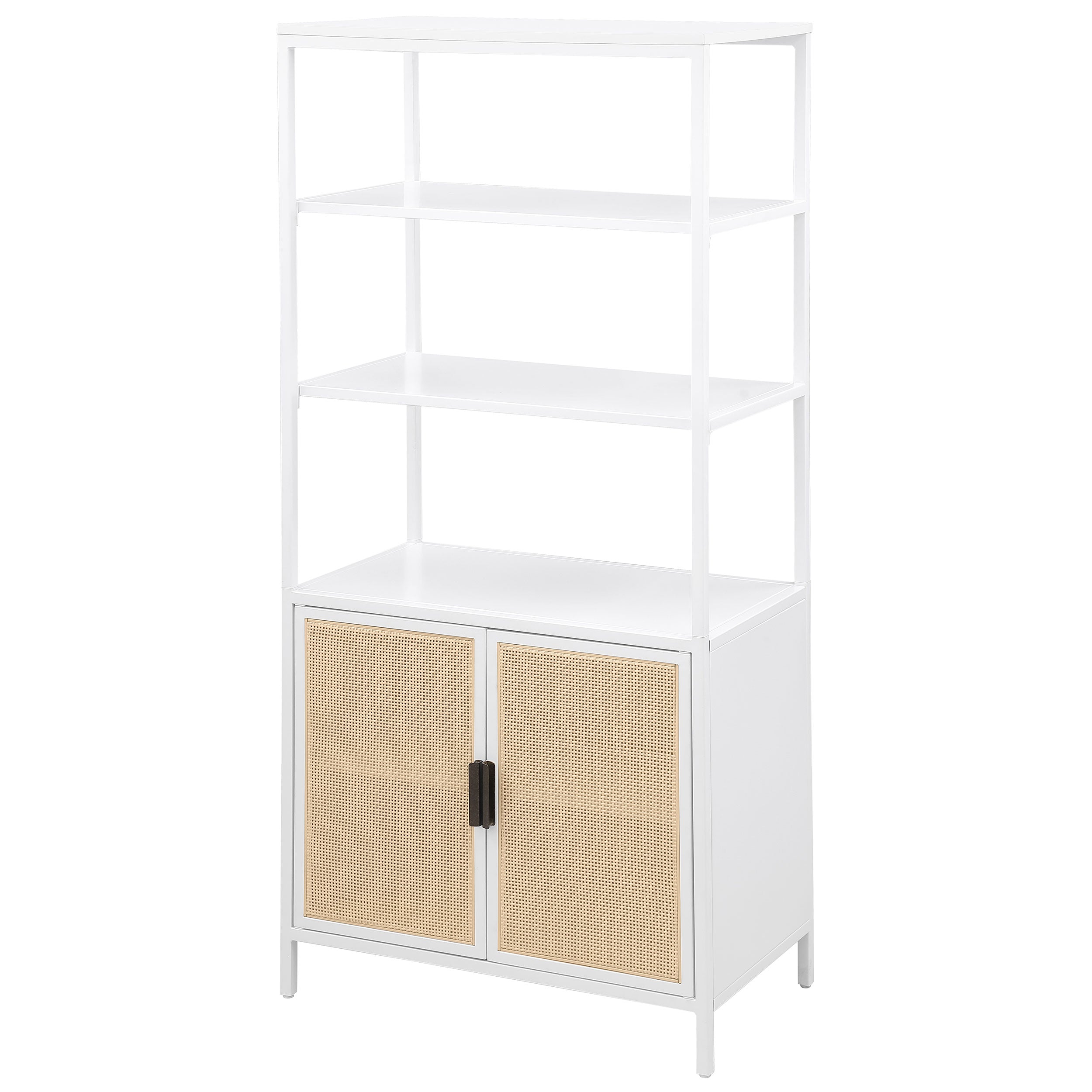 Amherst 3-shelf Radio Weave Cane Metal Accent Cabinet White — view 5