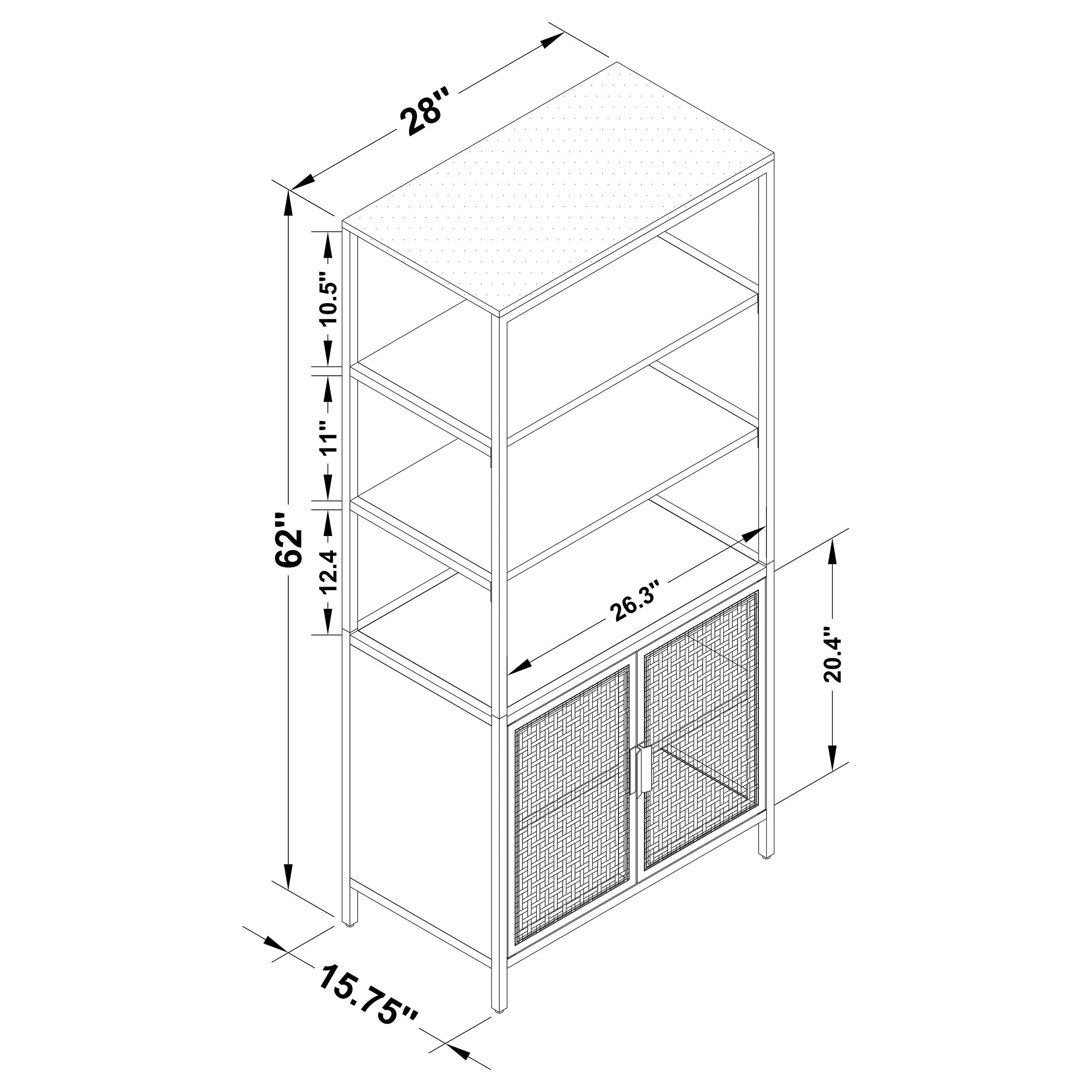 Amherst 3-shelf Radio Weave Cane Metal Accent Cabinet White — view 11