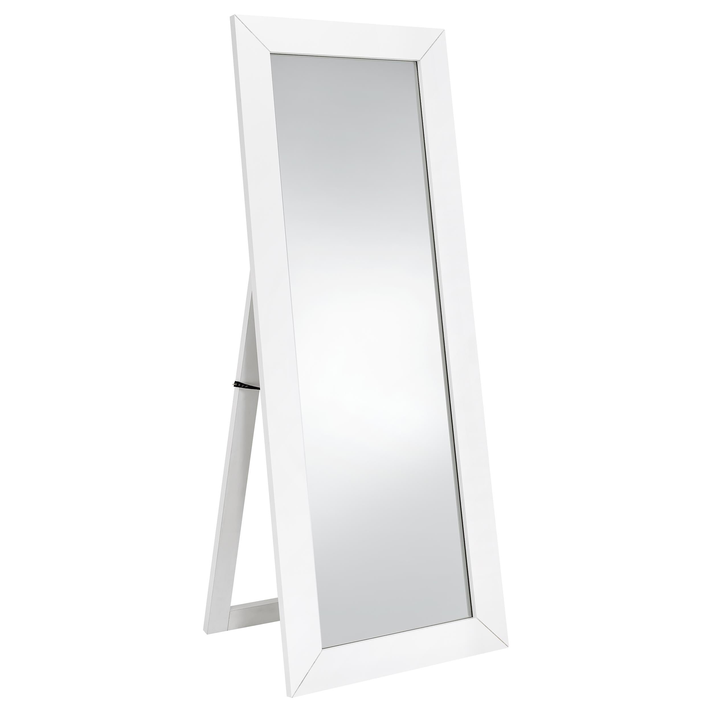 Cadence Tempered Glass Full Length Mirror White High Gloss — view 1