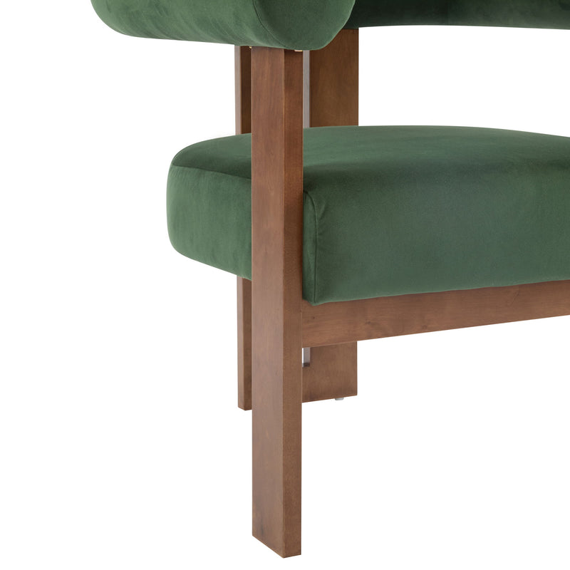 Modern Upholstered Round Arm Accent Chair With Velvet Upholstery