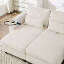 Convertible Chaise Lounge Sofa Chair With USB Ports, Cup Holders, Phone Holder And Storage