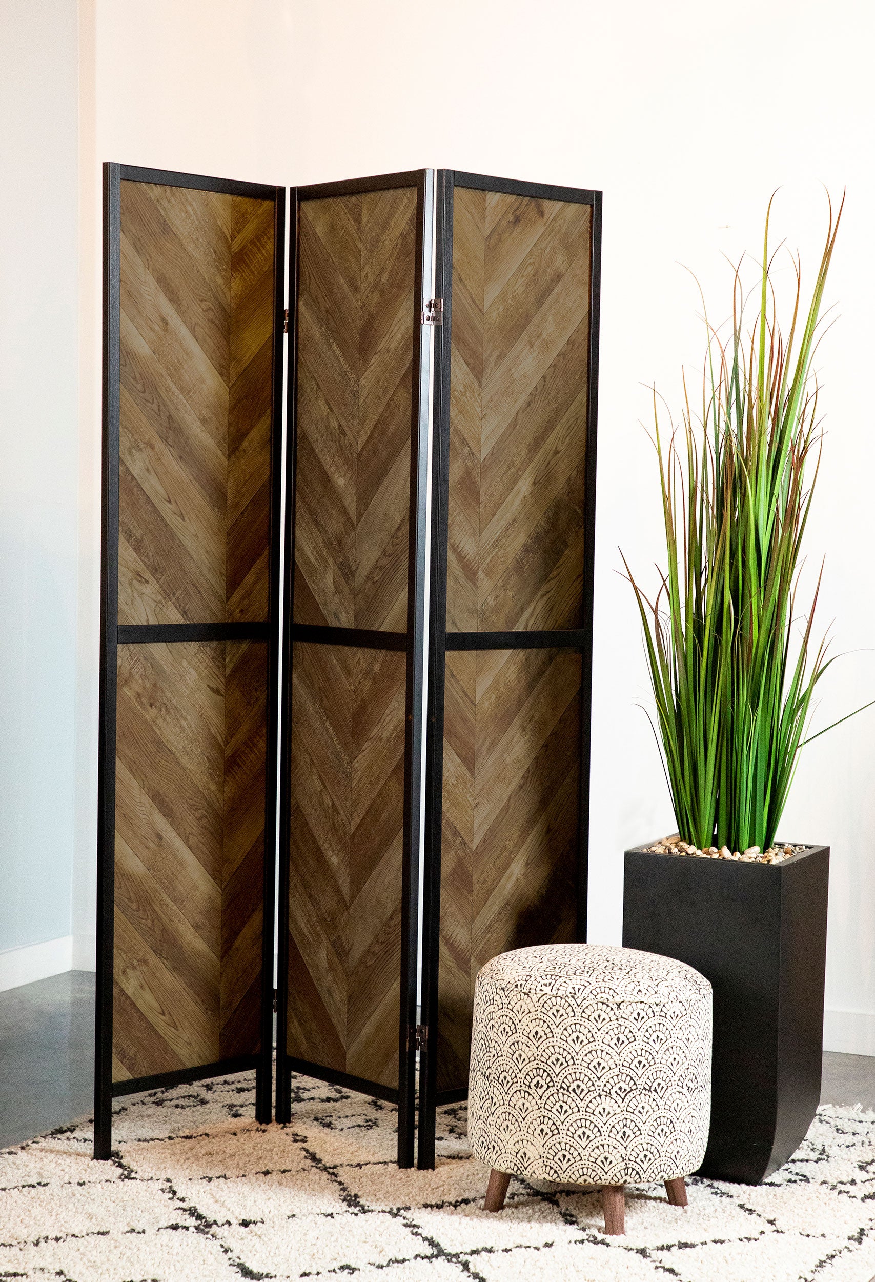 Marlene 3-Panel Room Divider Folding Screen Rustic Tobacco — view 2