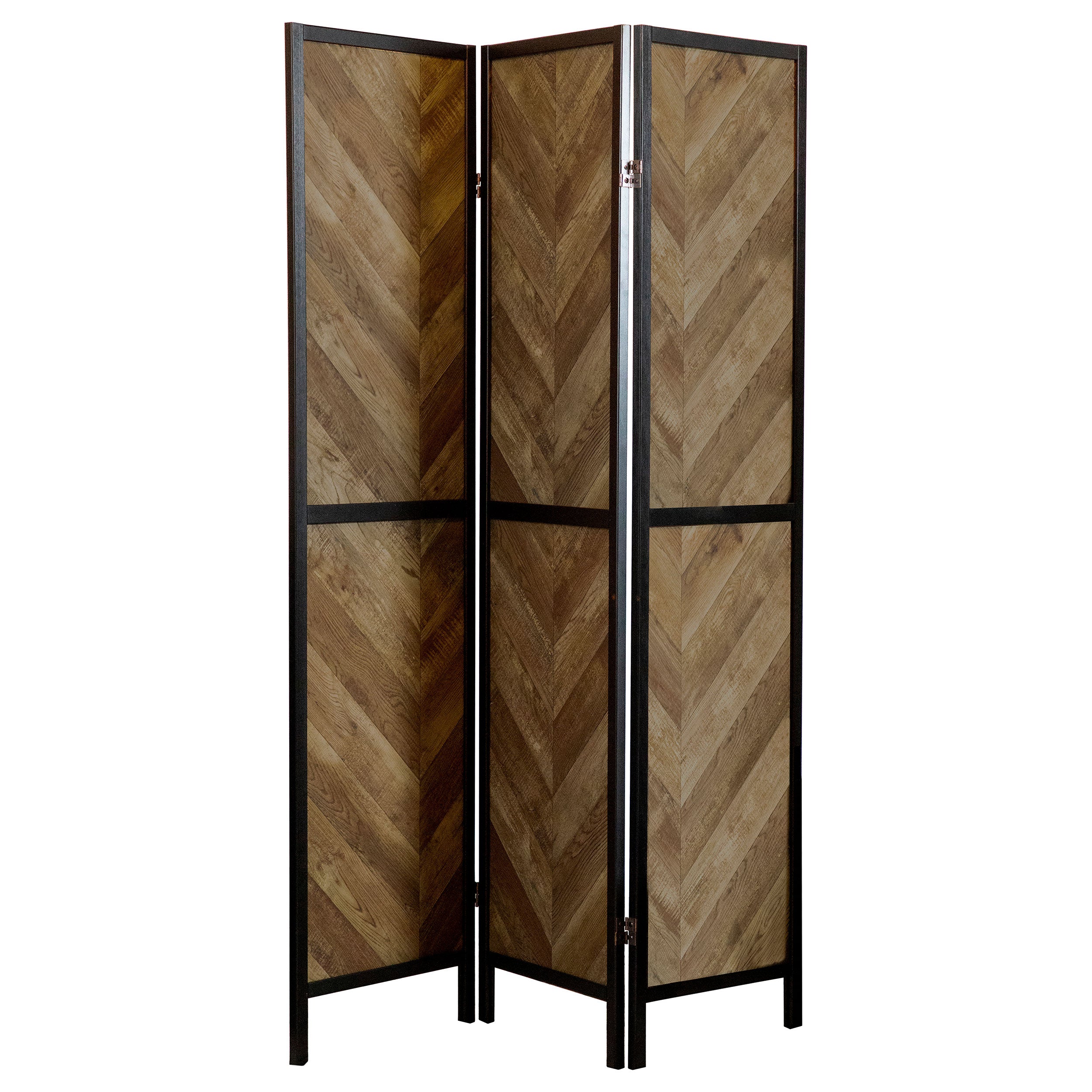 Marlene 3-Panel Room Divider Folding Screen Rustic Tobacco — view 1