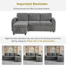 Convertible L Shaped Sofa Couch With Storage, Cup Holders, USB Ports
