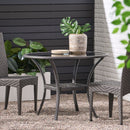 Bistro Table With Iron Frame And Glass Top - Gray