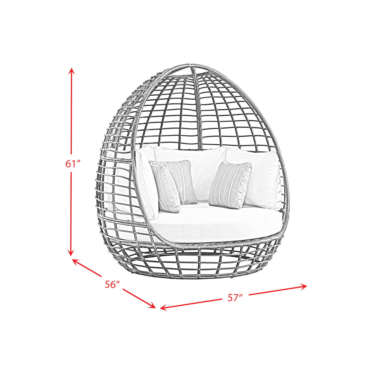 Playa Twin Egg Chair With 3 Pillows in Dark Gray / Beige by Elements International, view 4
