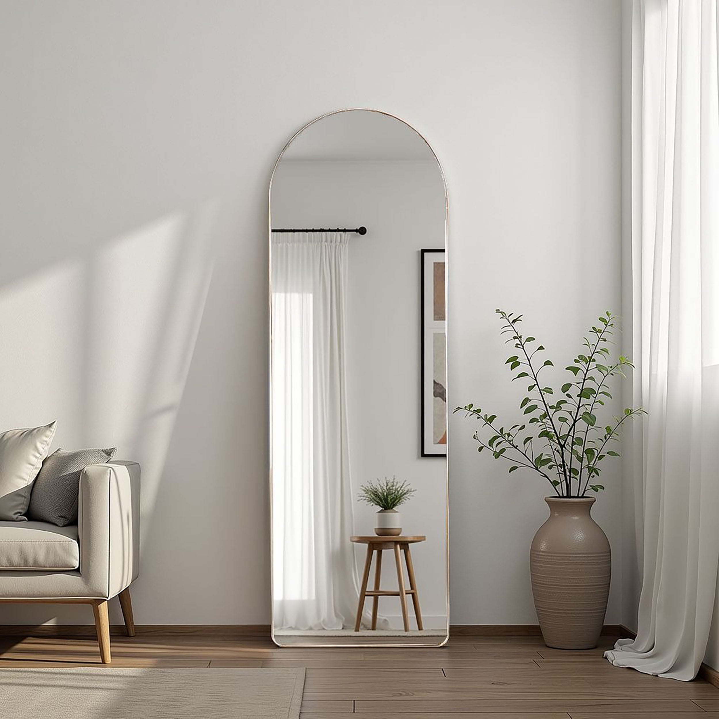 Stabler 20 x 60 Inch Metal Framed Floor Mirror Rose Gold — view 2