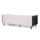 Contemporary 3 Seater Sofa With Button Tufted Waffle Stitching - Beige