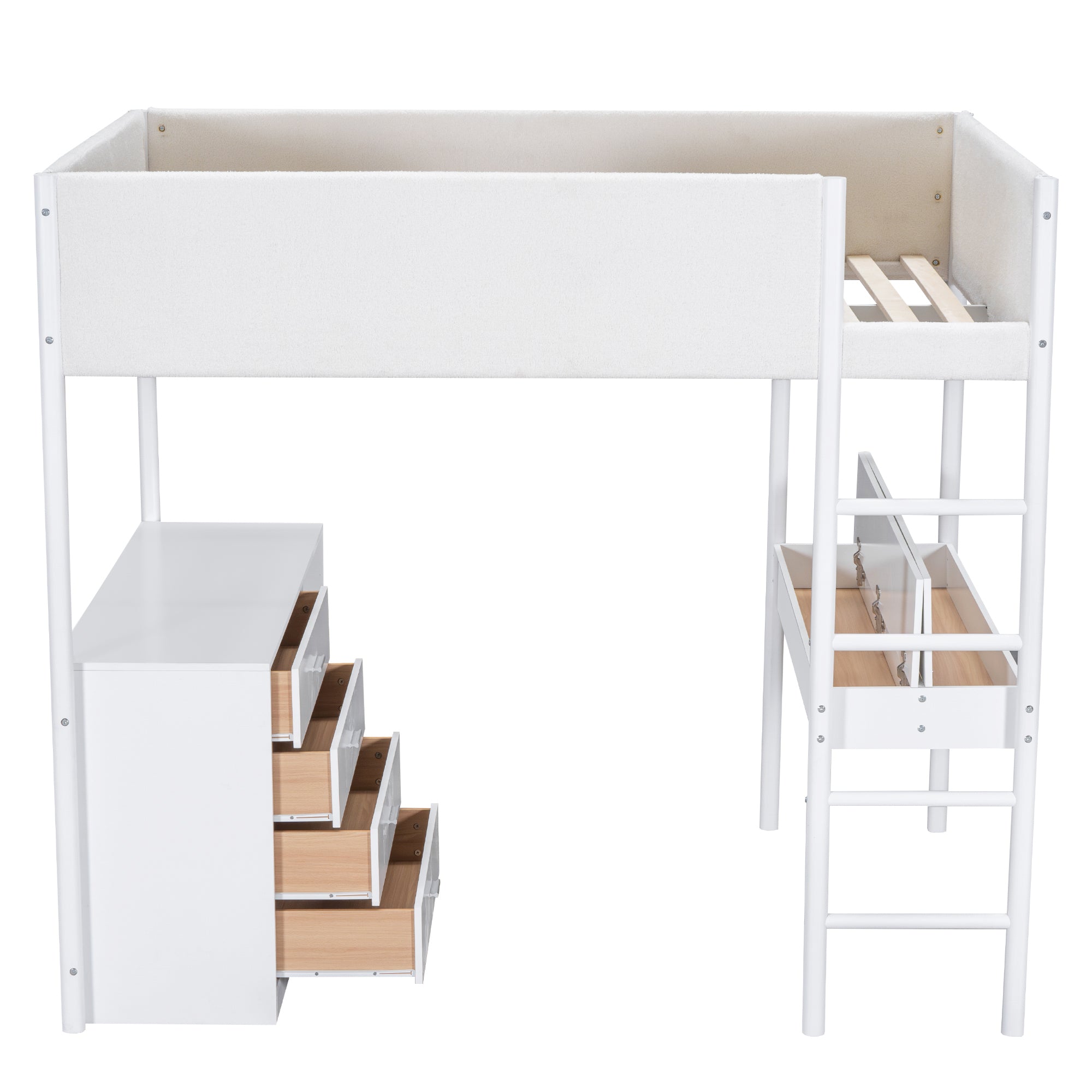 Full Size Teddy FleeceLoft Bed Wood Bed, White - Atlantic Fine Furniture Melbourne FL