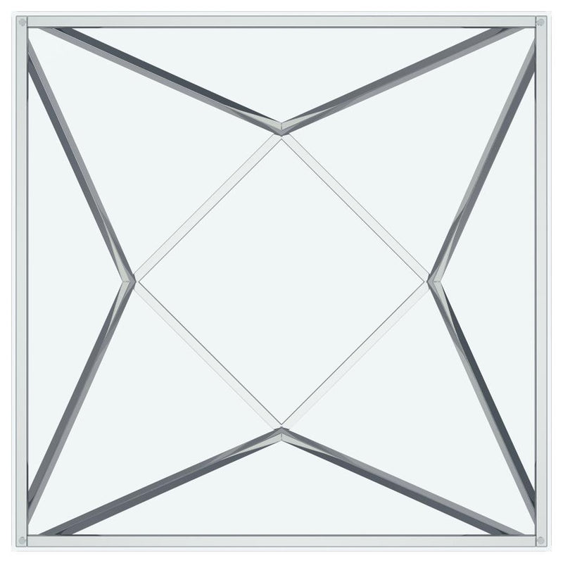 Brittania - Square Glass Top Geometric Coffee Table - Nickel
