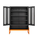 Modern Metal Shoe Cabinet With DoublebSided Mesh Doors And Adjustable Partitions