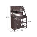 Potting Bench With 5 Drawer Storage And Slatted Back Panel, Garden Workstation - Brown