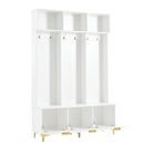 Modern Large Storage Hall Tree With Bench, 6 Hooks