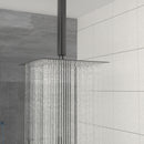 Modern Dual Shower Head System With 16" Ceiling Mount Finish, Stainless Steel And Brass