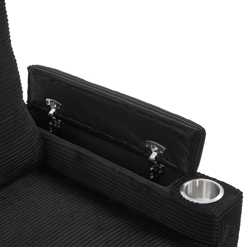 U Shaped Sectional Sofa Bed With Storage Chaise Lounges, USB Ports, And Cup Holders