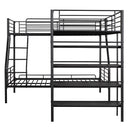 L-Shaped Twin Over Full Bunk Bed And Twin Loft Bed With 4 Built In Shelves - Black
