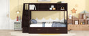 Twin over Full Bunk Bed with Shelfs, Storage Staircase and 2 Drawers, Espresso