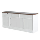 TV Console Stand, Glass Doors & Storage Drawers, Adjustable Shelves