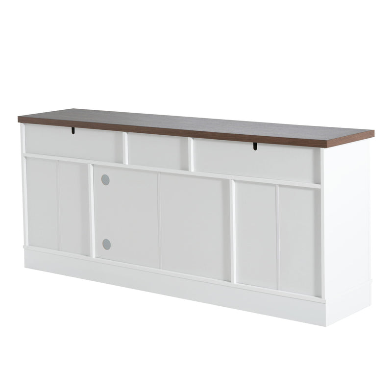 TV Console Stand, Glass Doors & Storage Drawers, Adjustable Shelves