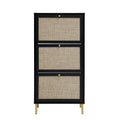 Modern Rattan 3 Door Shoe Rack Cabinet For Entryway