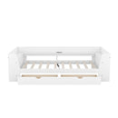 Twin Size Daybed with Shelves, Drawers and Built-In Charging Station, White