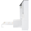 Multi Functional Murphy Bed With Sofa, Desk, And Storage Cabinet, Queen Size - White