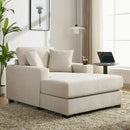 Oversized Chaise Lounger Modern Style Sofa Couch, With Pillows, Charge Station & Cup Holders