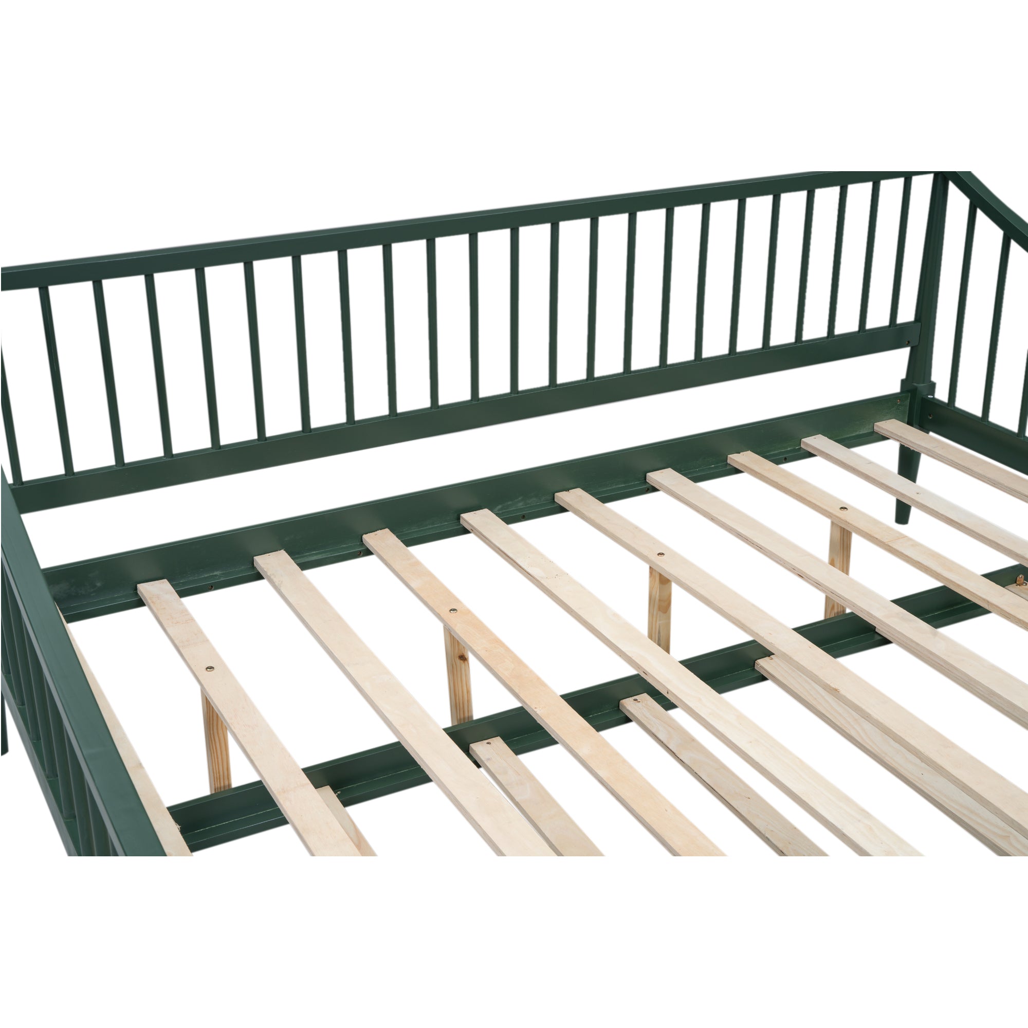 Full Size Daybed with Trundle and Support Legs, Green