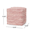 Enigma - Yarn And Cotton Square Pouf Ottoman With Polystyrene Beads - Red / White