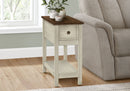 Accent End Table, 2 Tier, Narrow, Lamp, Storage Drawer, Charming Design