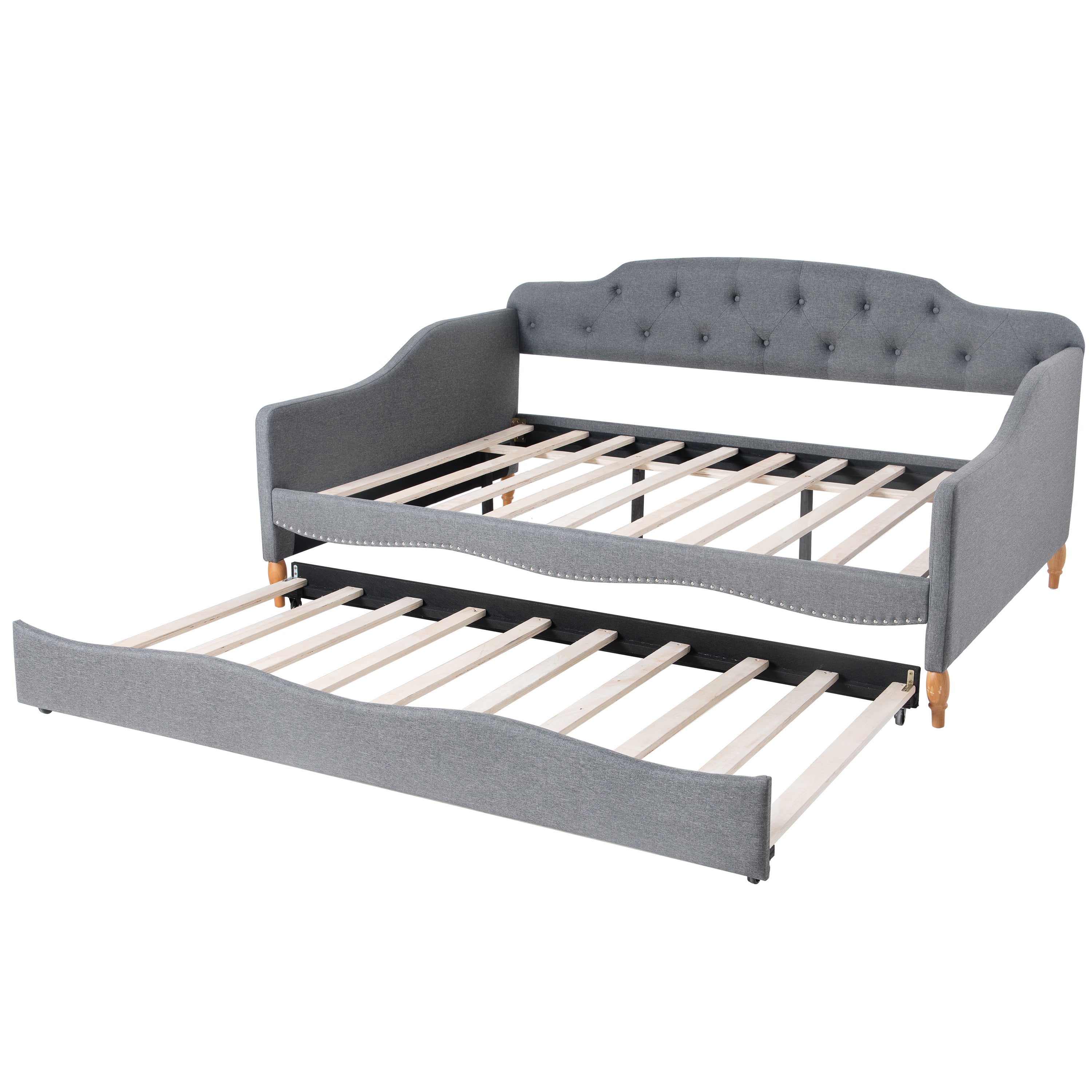 Full Size Vintage Upholstery Daybed with Trundle,Gray - Atlantic Fine Furniture Melbourne FL