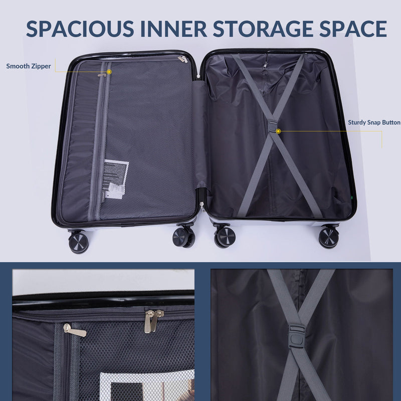 Hardshell Suitcase Spinner Wheels Lightweight Durable Suitcase With Tsa Lock, 3 Piece Set
