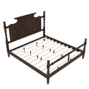 Vintage Country Style 4 Poster Platform Bed With High Crown Like Headboard, No Box Spring Needed