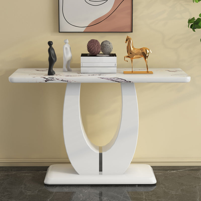 Modern Simple Glossy Rectangular Counter Bar Table For Living Room Bedroom Office Bathroom - White