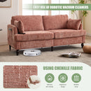 Chenille 2 Seater Sofa With LED Light, USB Charging Port, And Storage Bag