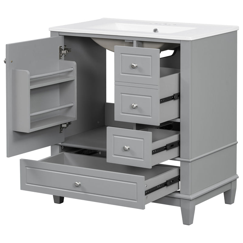 Freestanding Bathroom Vanity With Sink, Soft Close Door, 3 Drawers