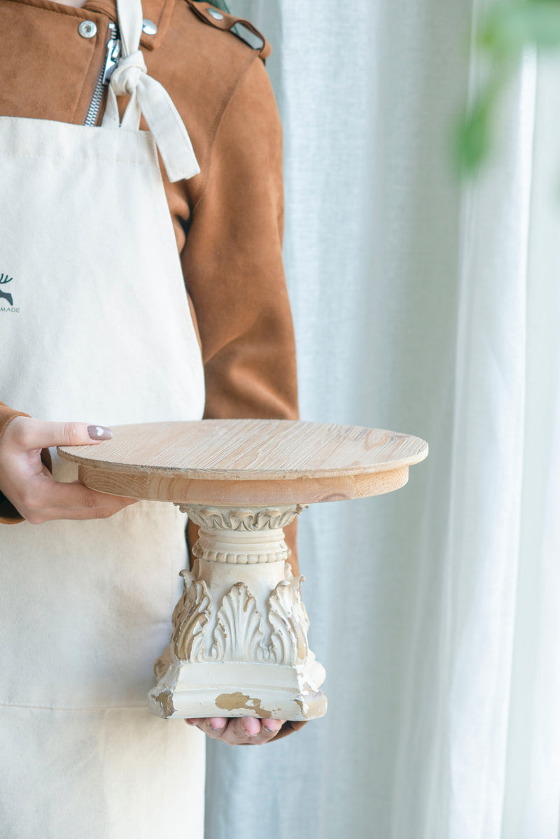 Cake Stand, Cake Plate With Magnesium Base - Cream / Brown