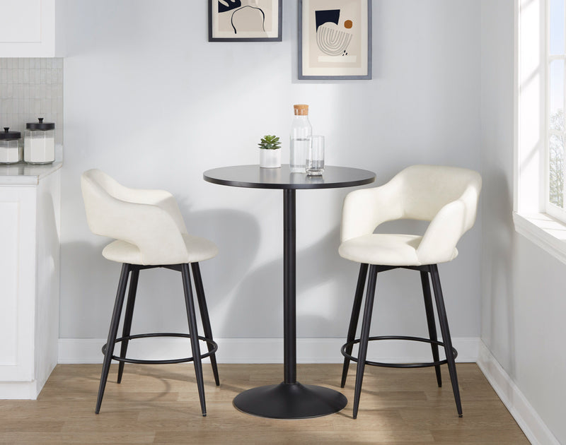 Margarite - Contemporary Fixed Height Counter Stool With Swivel With Round Footrest (Set of 2)