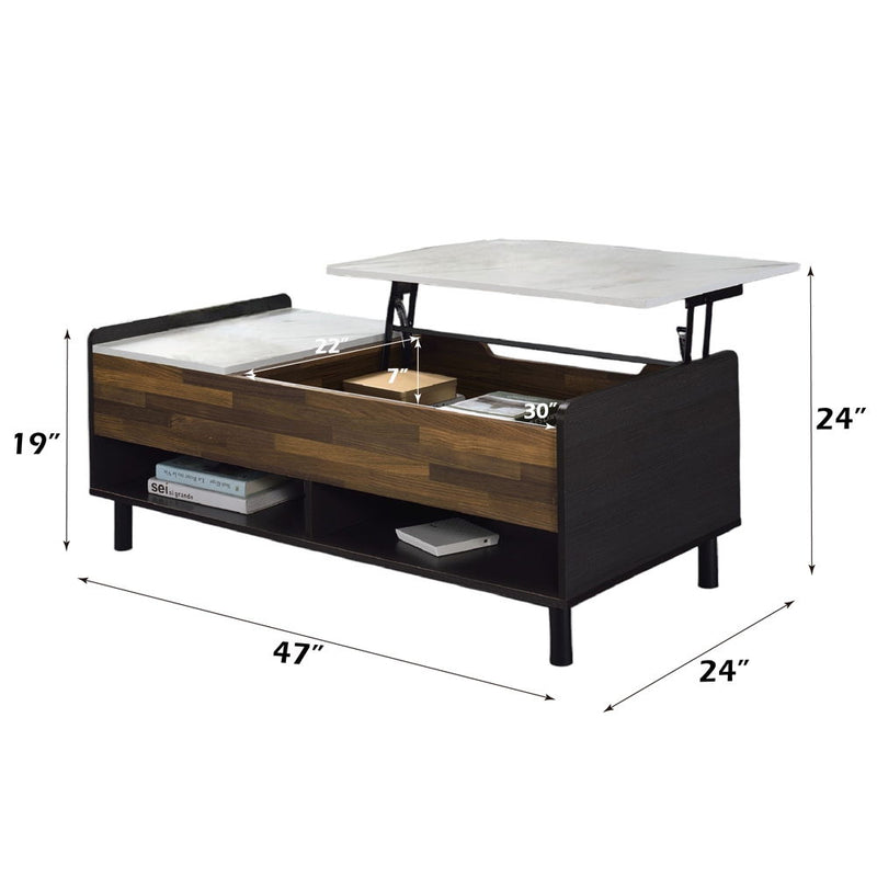 Axel - Coffee Table - Marble, Walnut & Black Finish - Atlantic Fine Furniture Inc