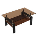 Modern Rectangular Coffee Table With Tempered Glass Top