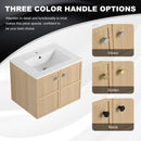 Wall Mounted Bathroom Vanity With Ceramic Sink And 2 Soft Closing Doors