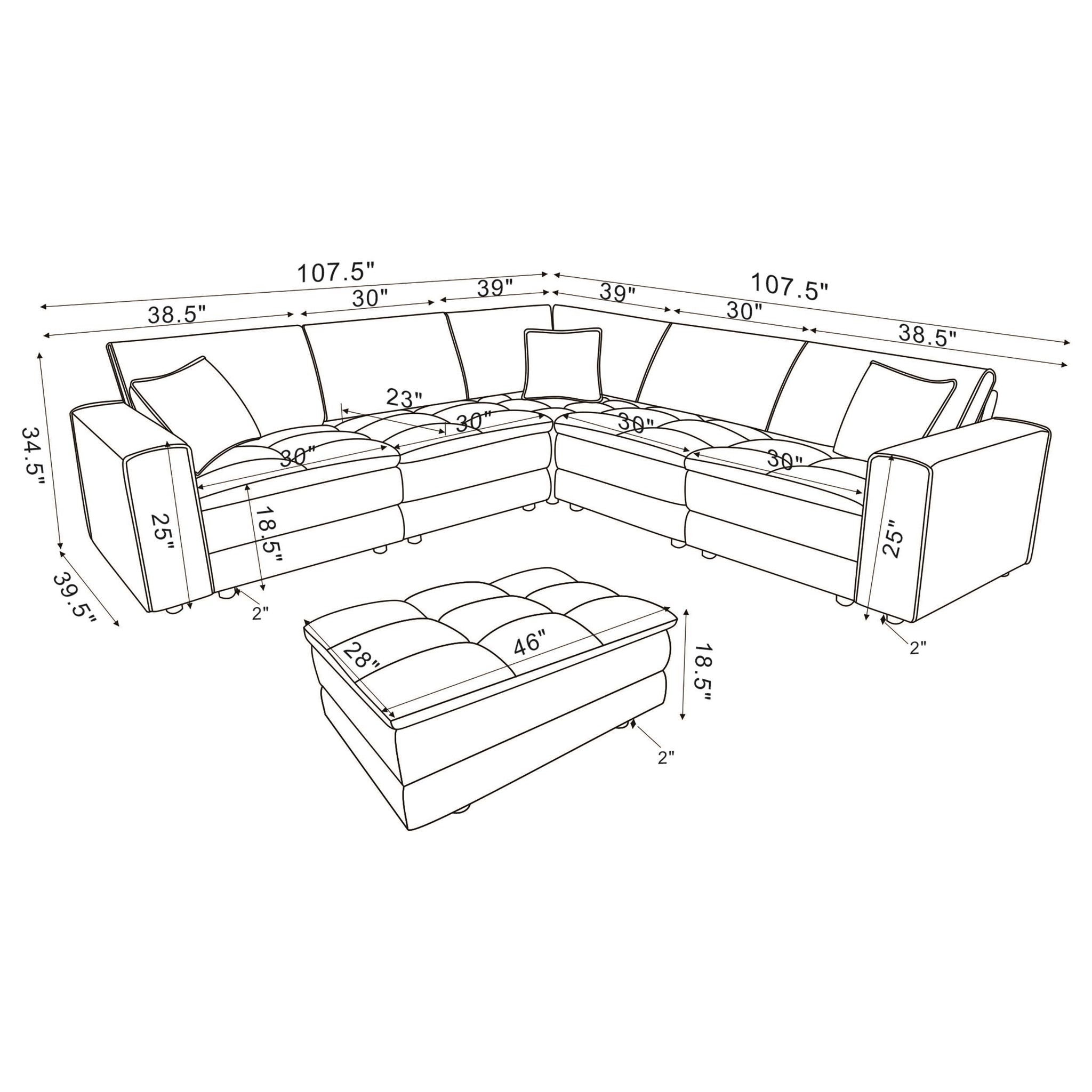 Atlantic 6-piece Upholstered Modular Sectional Sofa Blue